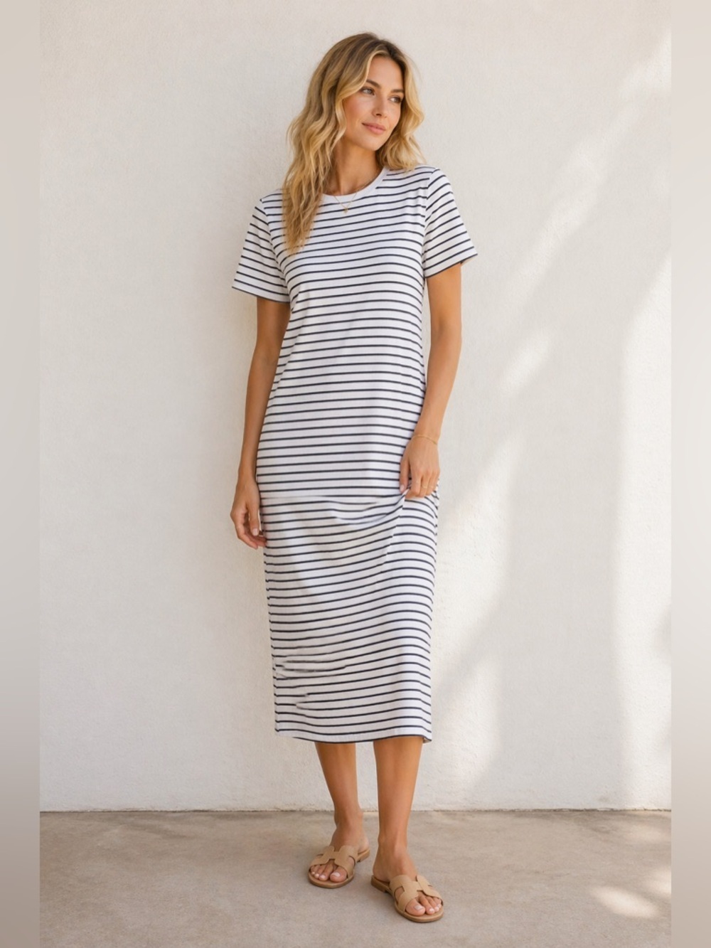 BANANA REPUBLIC – Striped T-Shirt Midi Dress (XS)